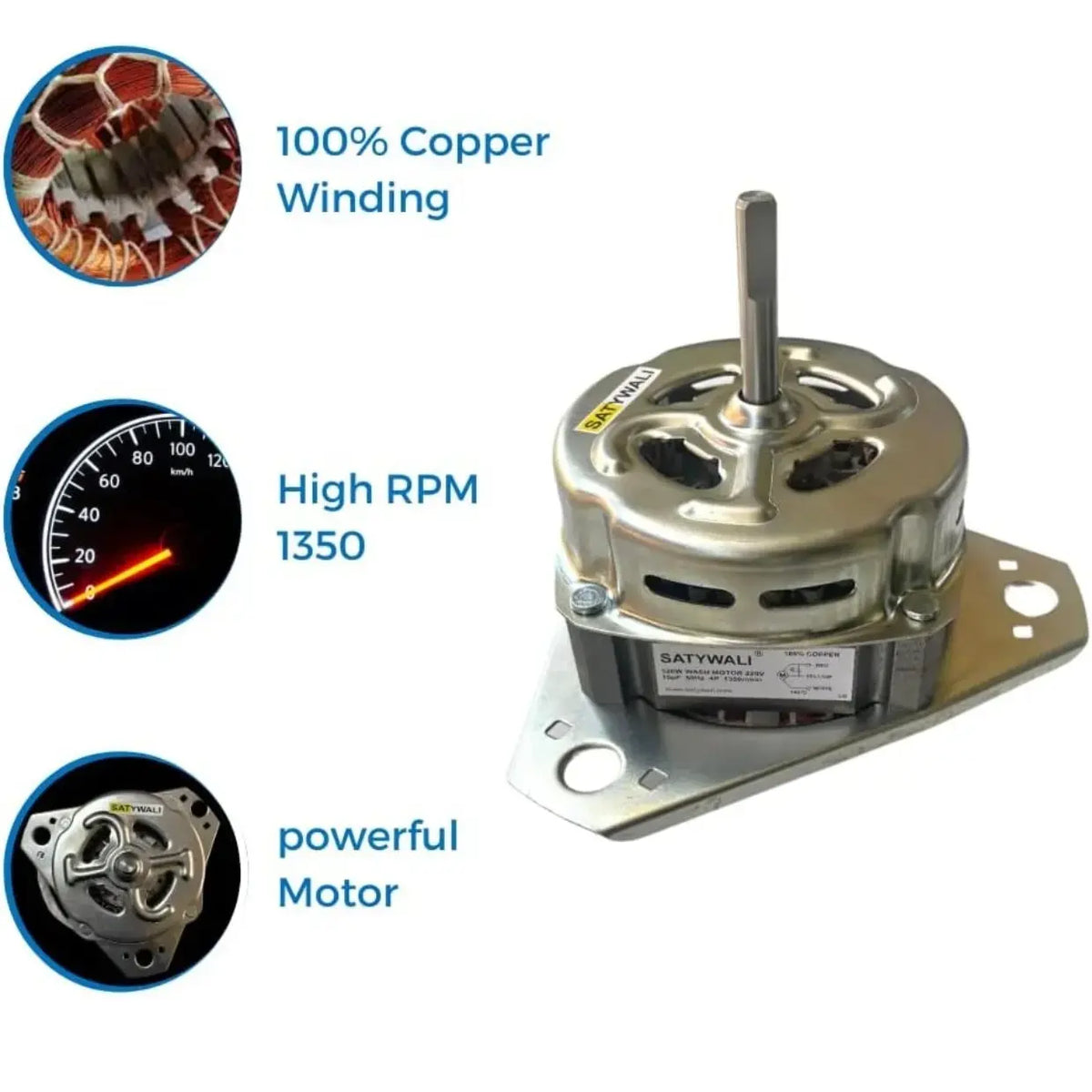 LG semi automatic washing machine wash motor – copper winding, high RPM 1350 and power features