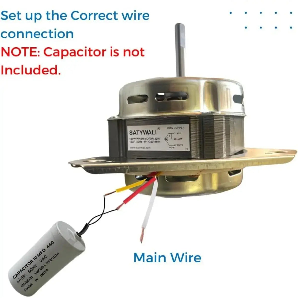 LG semi automatic washing machine wash motor – wiring diagram, capacitor not included