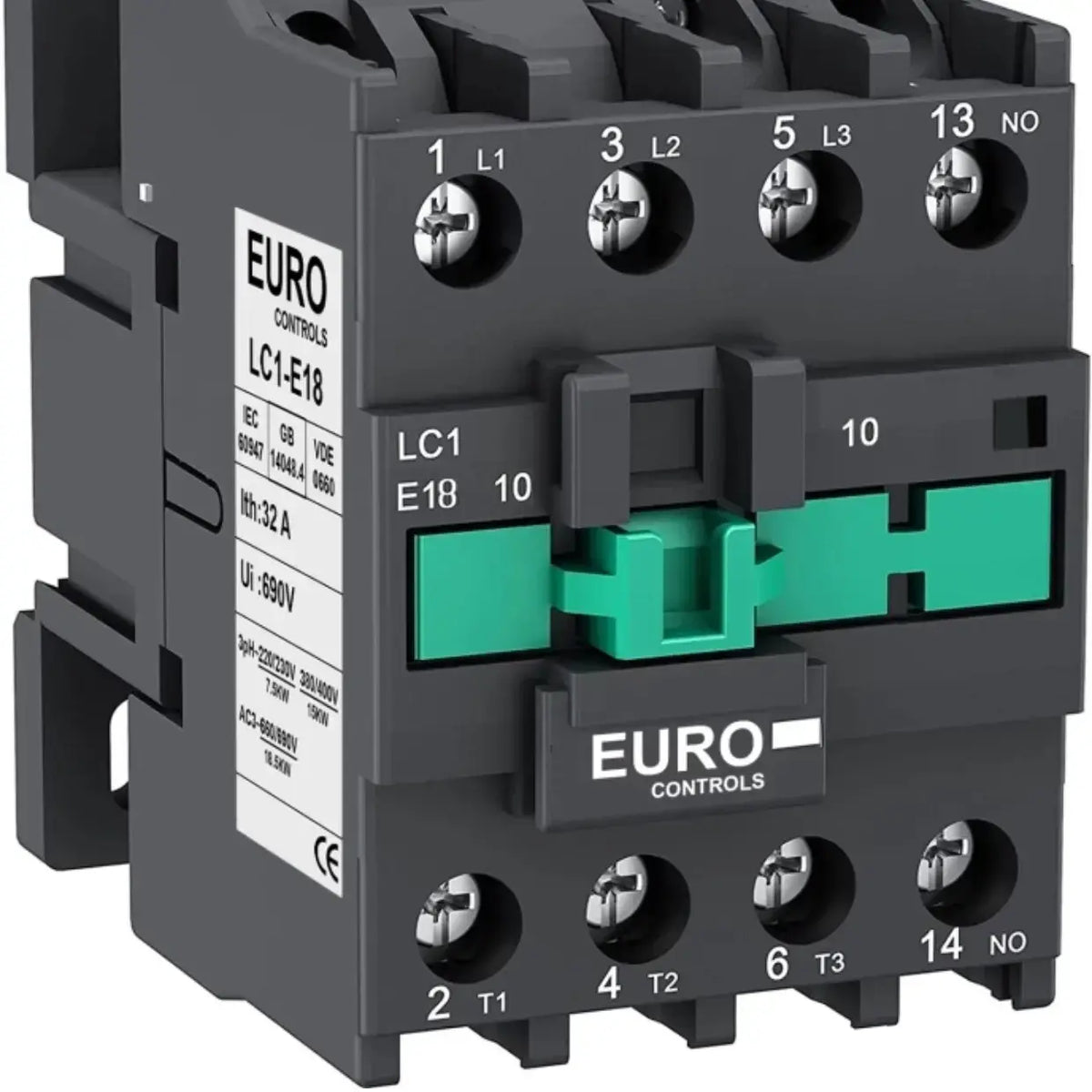 Power Contactor LC1-E18 18 Amps Volts 220 AC 3 Pole 3NO Copper coil heavy duty 1