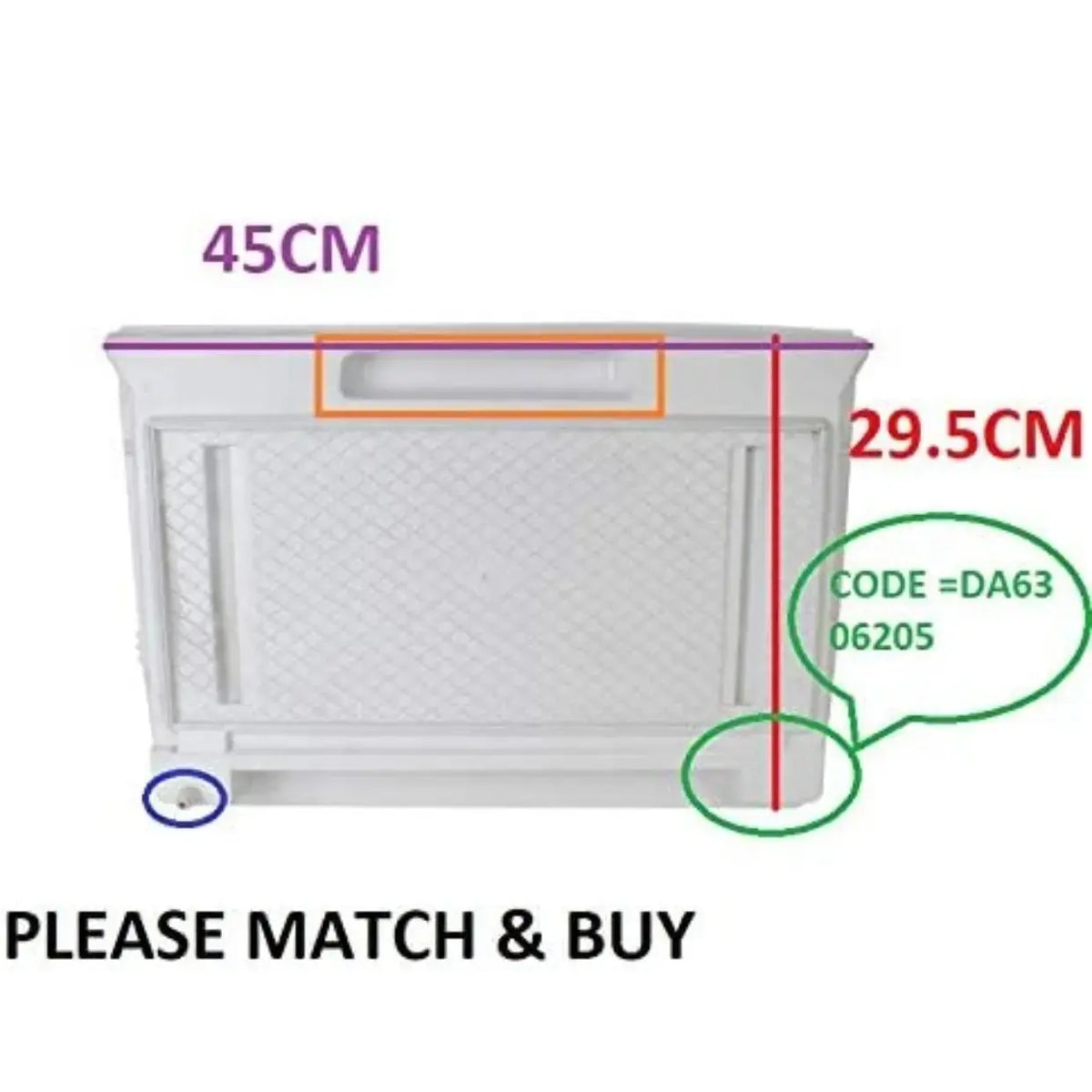 Chiller Room/Tray Part Code (DA63-06205)(DA6306205) for Samsung Single Door – view 2