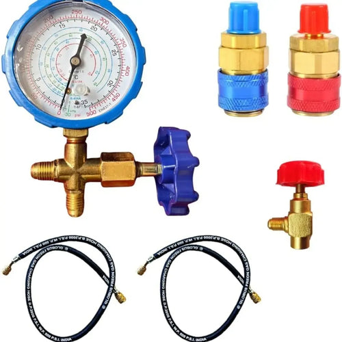 Can Combo Set of 1 Can Valve | Car Gas Charging Adaptor | R-134A | 2 Hose Pipe |
